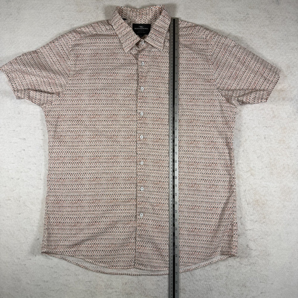 Rodd & Gunn Mens XL Sports Fit Woven In Italy Geometric Short Sleeve Shirt Multi - Picture 4 of 5